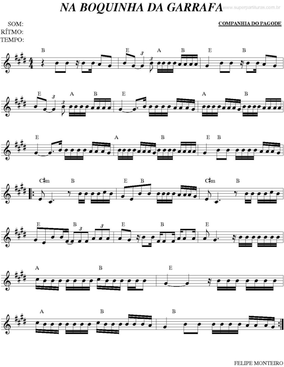 Partitura da música Na Boquinha Da Garrafa