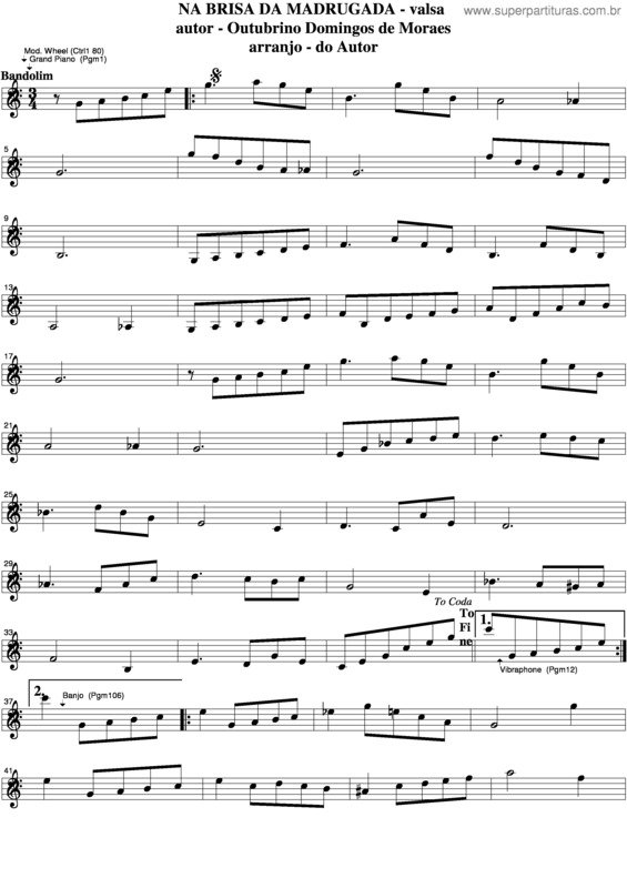 Partitura da música Na Brisa Da Madrugada v.3