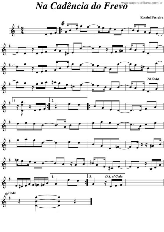 Partitura da música Na Cadência Do Frevo