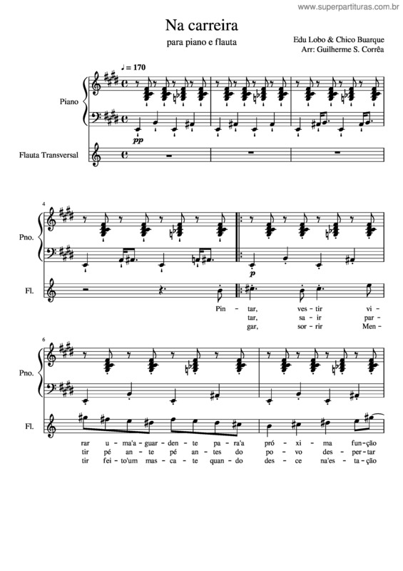 Partitura da música Na Carreira – Edu Lobo E Chico Buarque