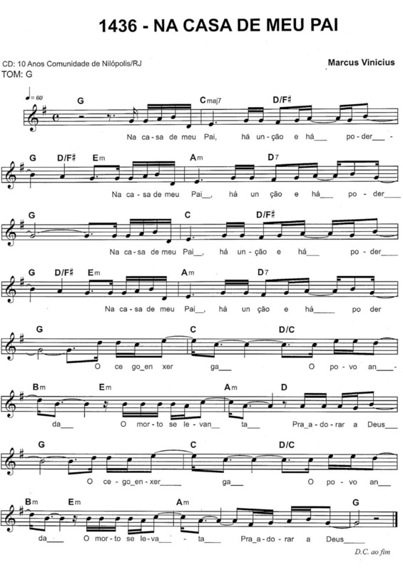 Partitura da música Na Casa De Meu Pai