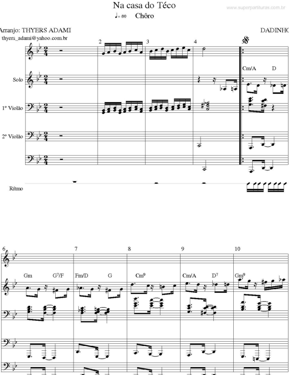 Partitura da música Na Casa do Téco