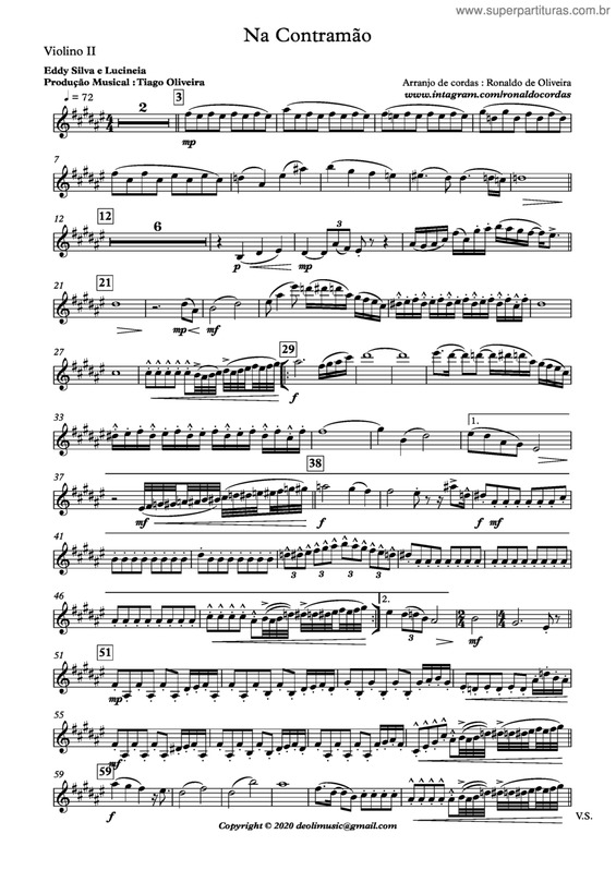 Partitura da música Na Contramão v.2