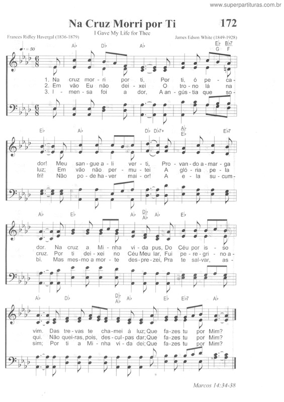 Partitura da música Na Cruz Morri Por Ti