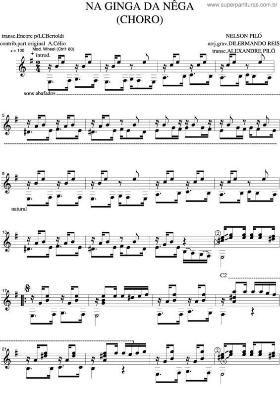 Partitura da música Na Ginga Da Nêga 