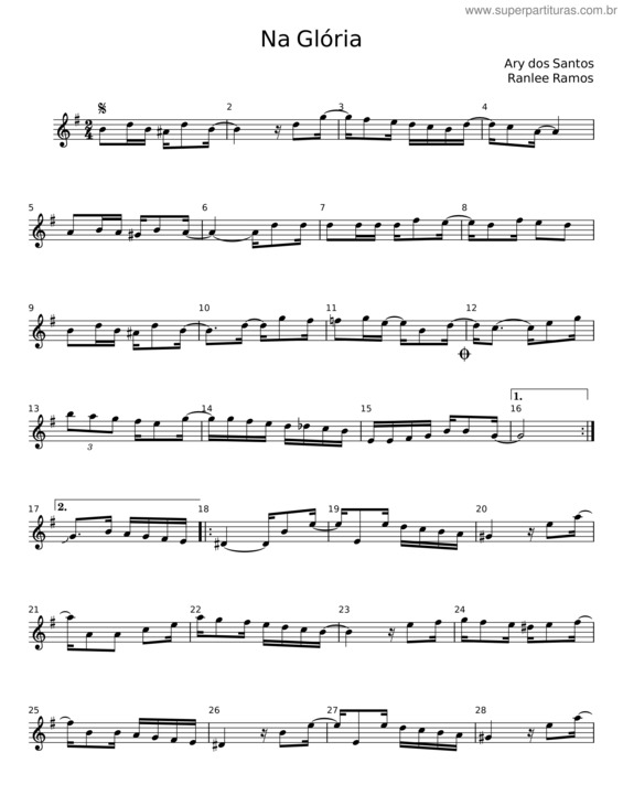 Partitura da música Na Glória – José Carlos Ary Dos Santos;Fernando Tordo;Carlos Do Carmo