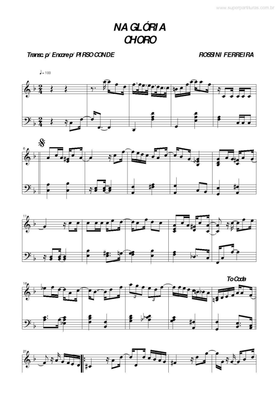 Partitura da música Na Glória v.2