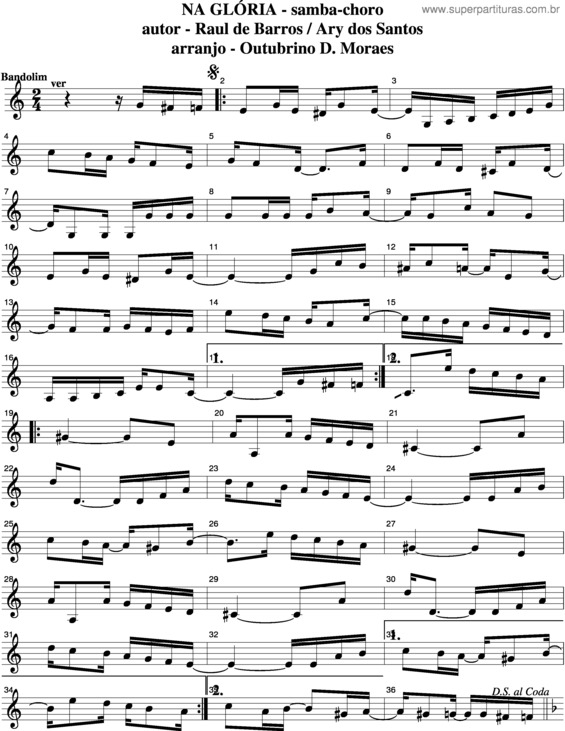 Partitura da música Na Glória v.3