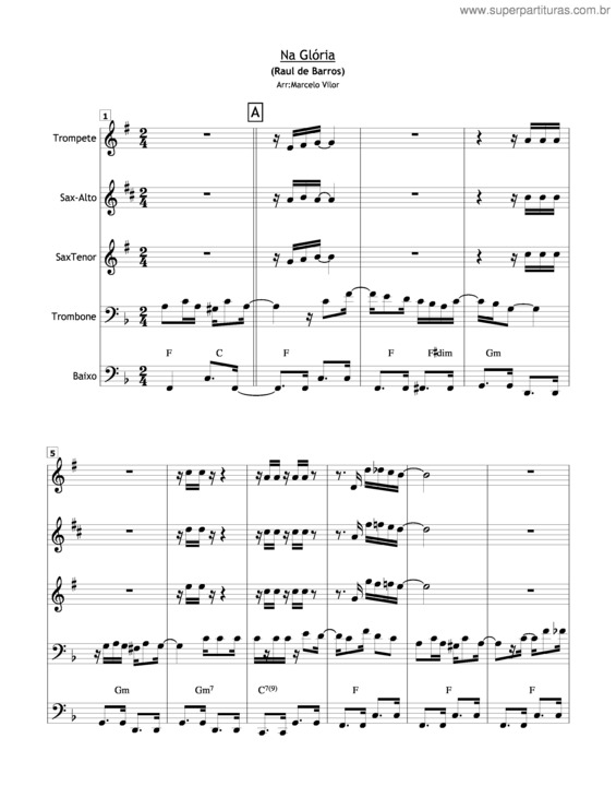 Partitura da música Na Glória v.4