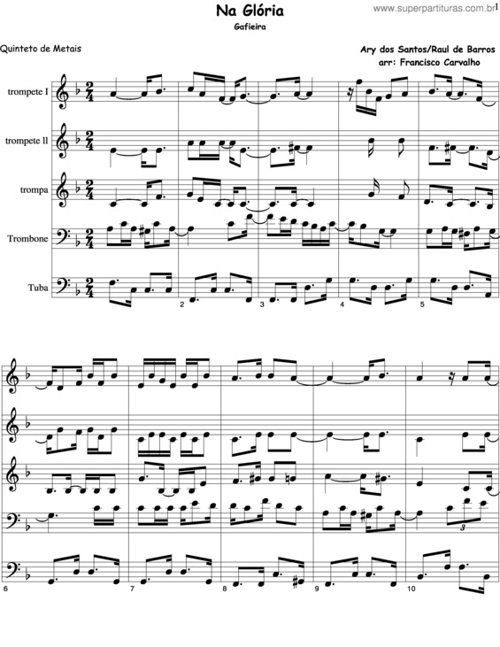 Partitura da música Na Glória v.5