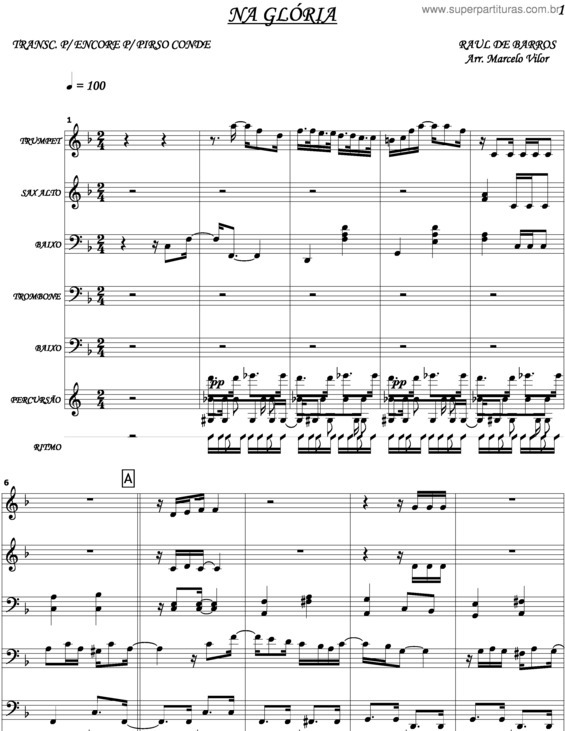 Partitura da música Na Glória v.8