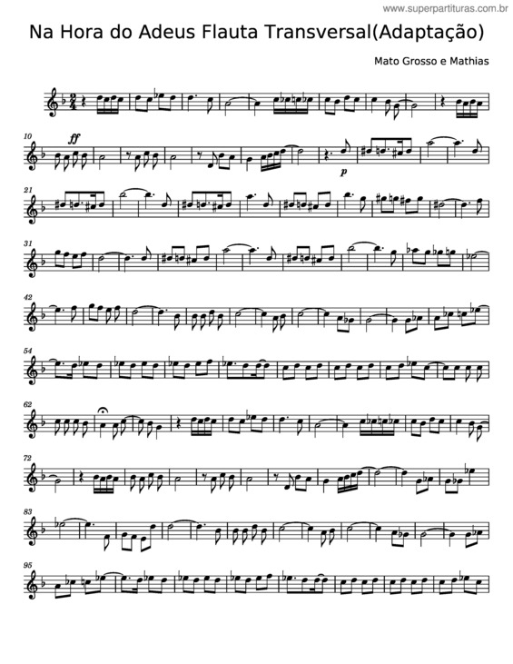 Partitura da música Na Hora Do Adeus – Mato Grosso E Mathias