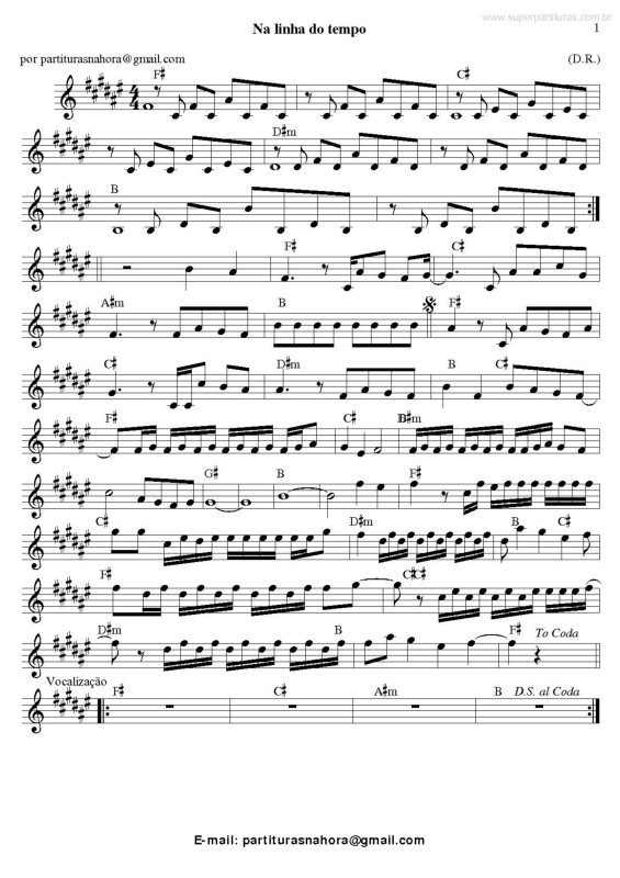 Partitura da música Na Linha do Tempo