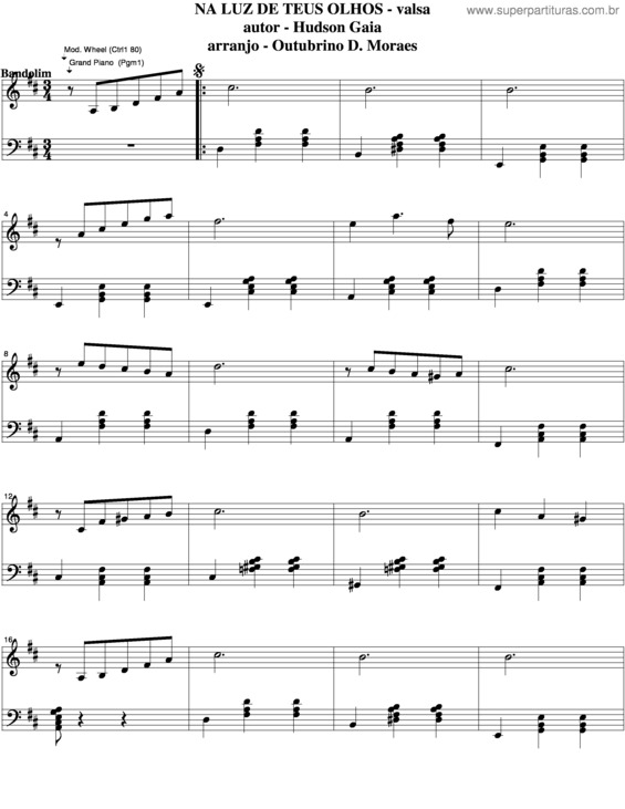 Partitura da música Na Luz De Teus Olhos v.2