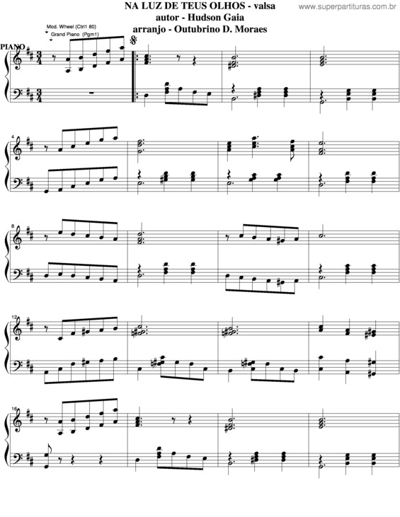 Partitura da música Na Luz De Teus Olhos v.3