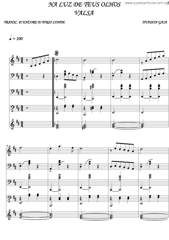 Partitura da música Na Luz Dos Teus Olhos