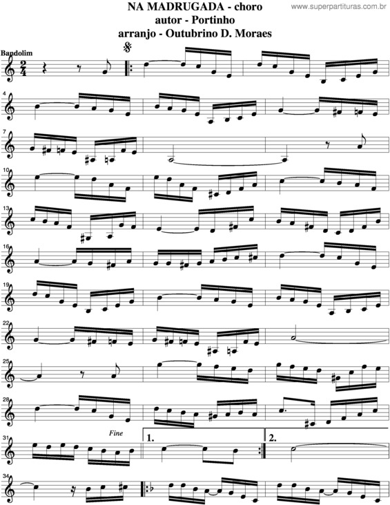 Partitura da música Na Madrugada