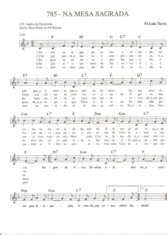 Partitura da música Na Mesa Sagrada