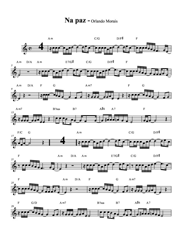 Partitura da música Na Paz v.3