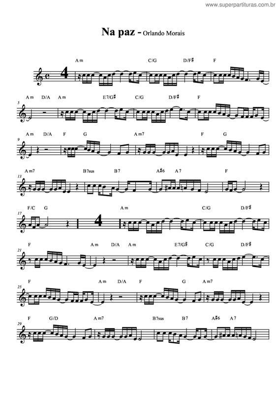 Partitura da música Na Paz v.4