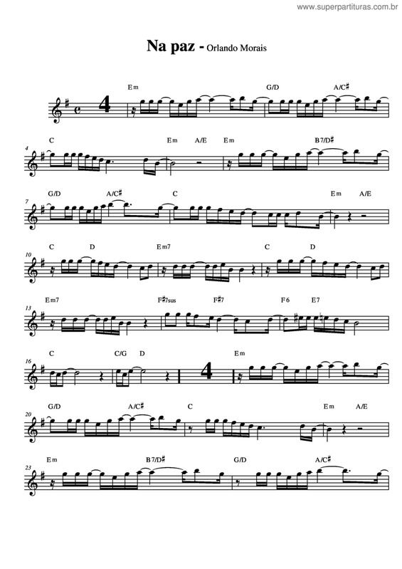 Partitura da música Na Paz v.5