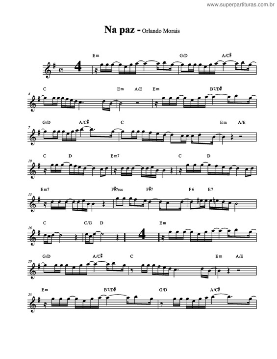 Partitura da música Na Paz