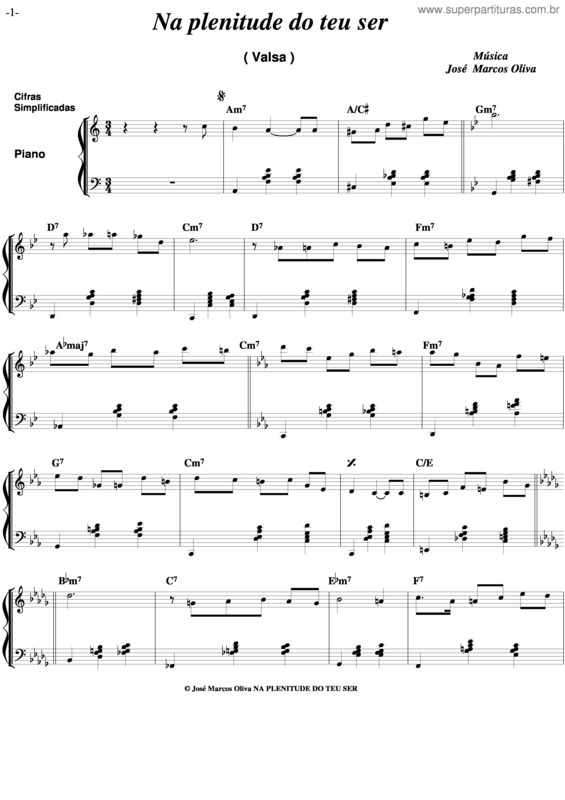 Partitura da música Na Plenitude Do Teu Ser