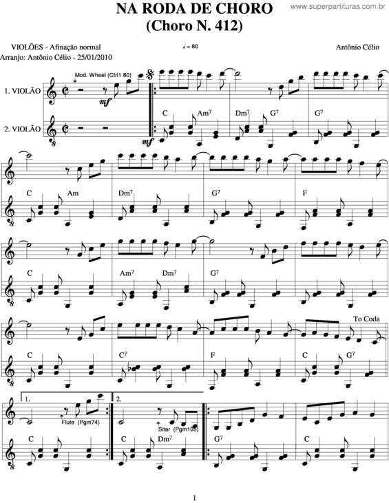 Partitura da música Na Roda De Choron