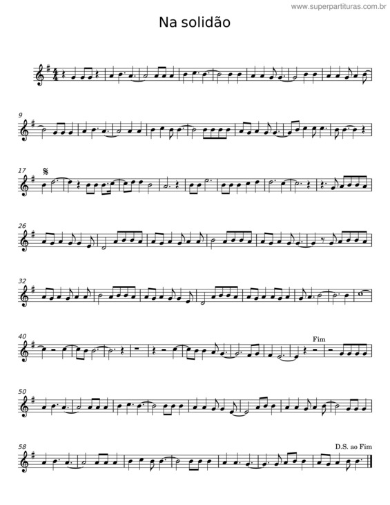 Partitura da música Na Solidão