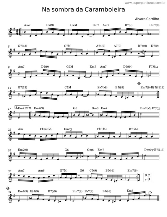 Partitura da música Na Sombra Da Caramboleira