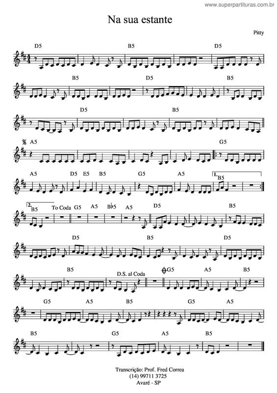 Partitura da música Na Sua Estante v.3