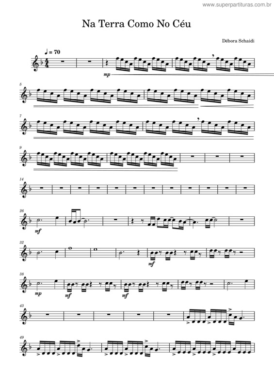 Partitura da música Na Terra Como No Céu-Aa