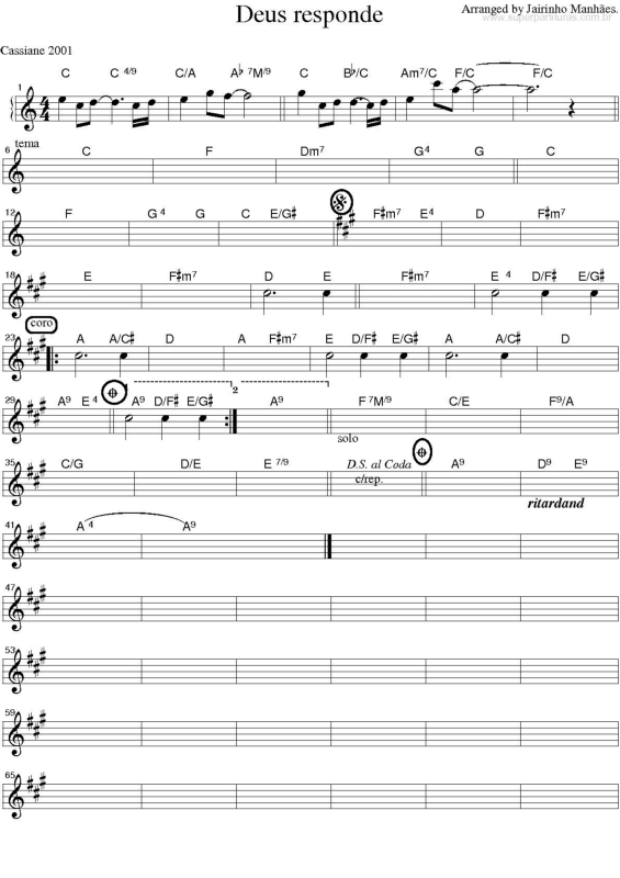 Partitura da música Na Unção