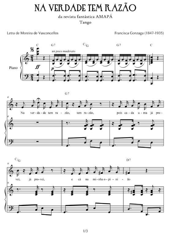 Partitura da música Na Verdade Tem Razão