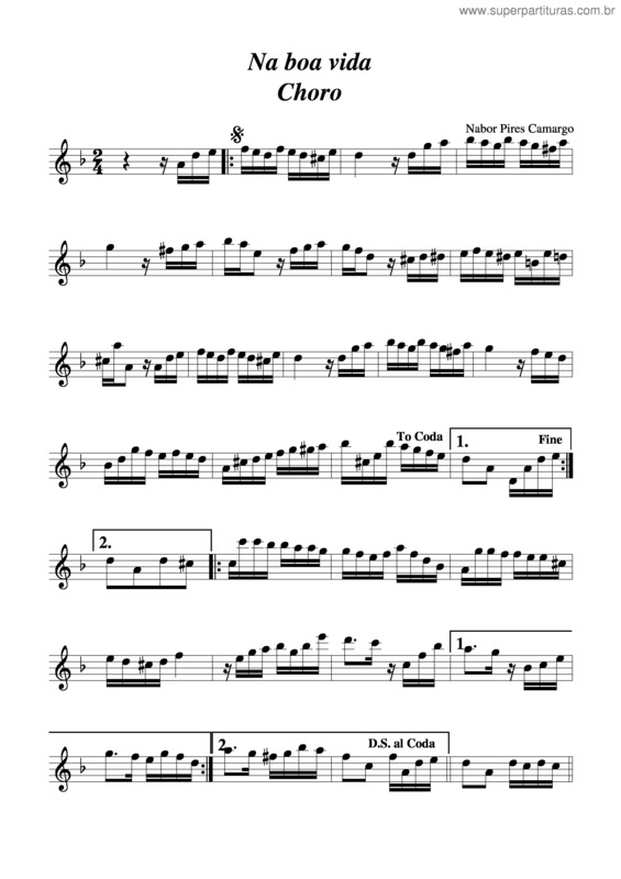 Partitura da música Na Vida Boa