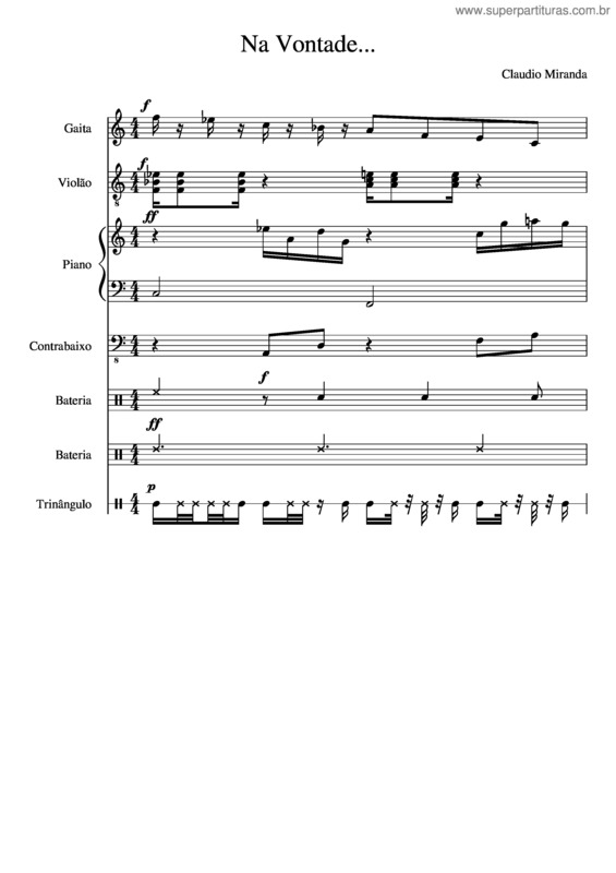 Partitura da música Na Vontade...