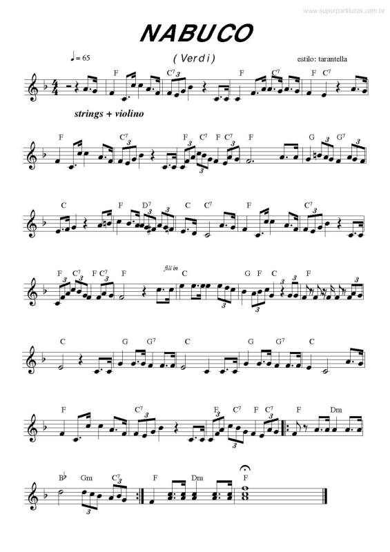 Partitura da música Nabuco