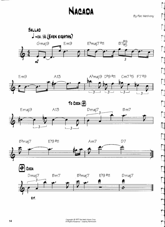 Partitura da música Nacada