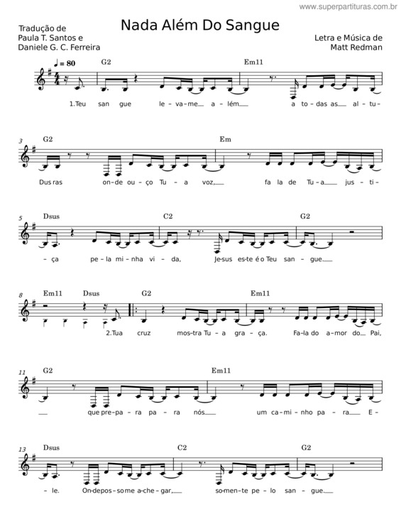 Partitura da música Nada Além Do Sangue v.4