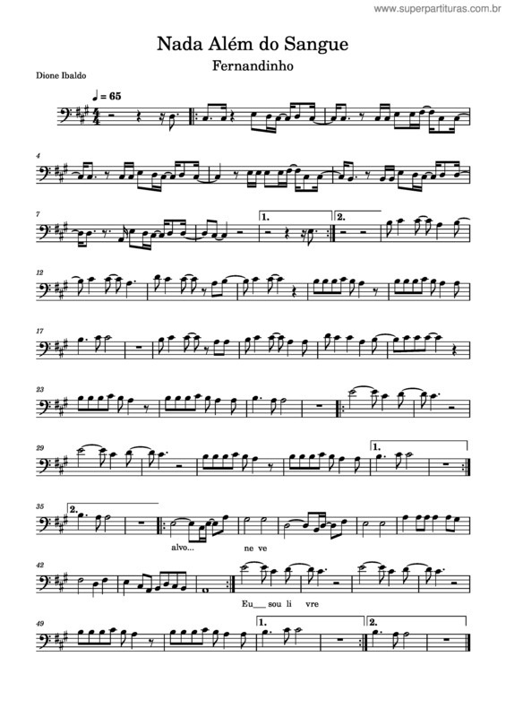 Partitura da música Nada Além Do Sangue v.5