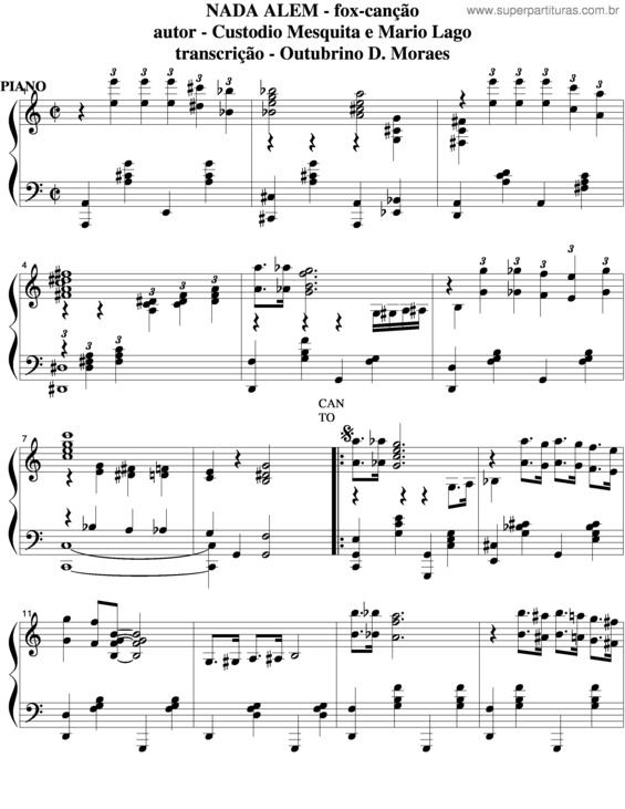 Partitura da música Nada Além v.2