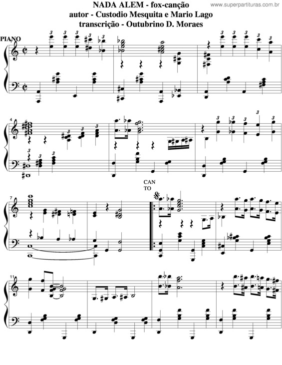 Partitura da música Nada Além v.2