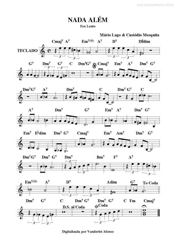 Partitura da música Nada Além