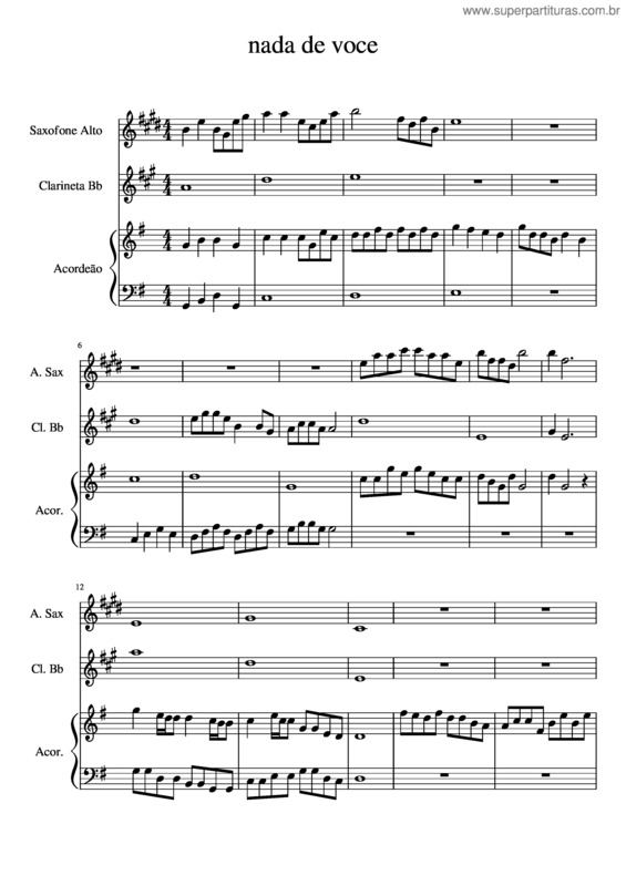 Partitura da música Nada De Voce