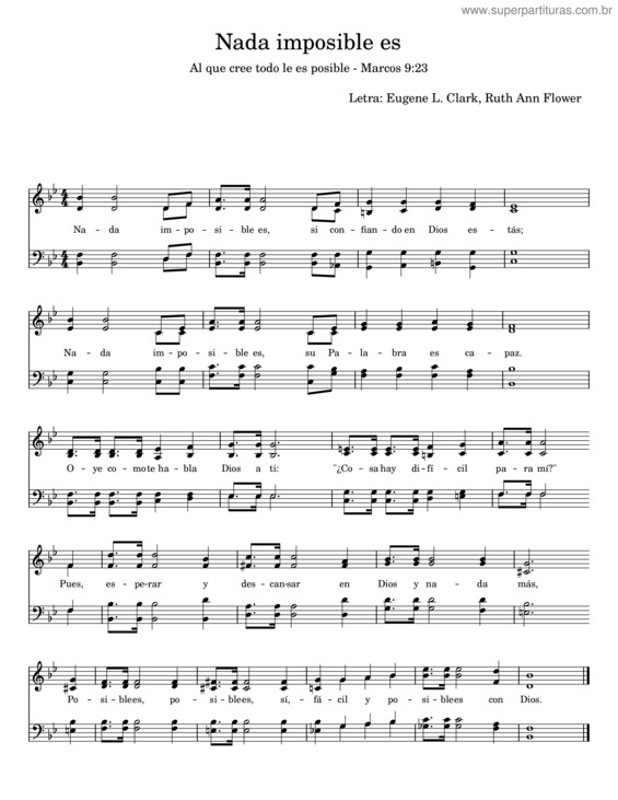 Partitura da música Nada Imposible Es – Eugene L. Clark