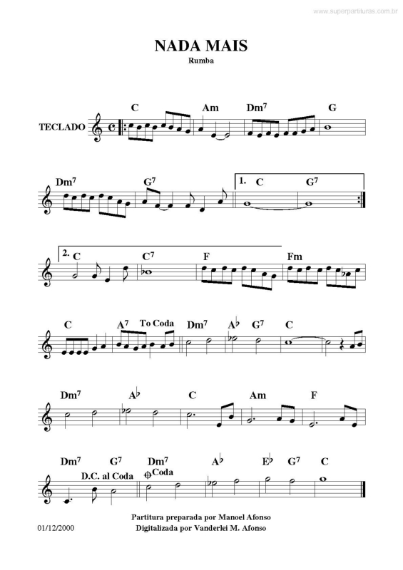 Partitura da música Nada Mais