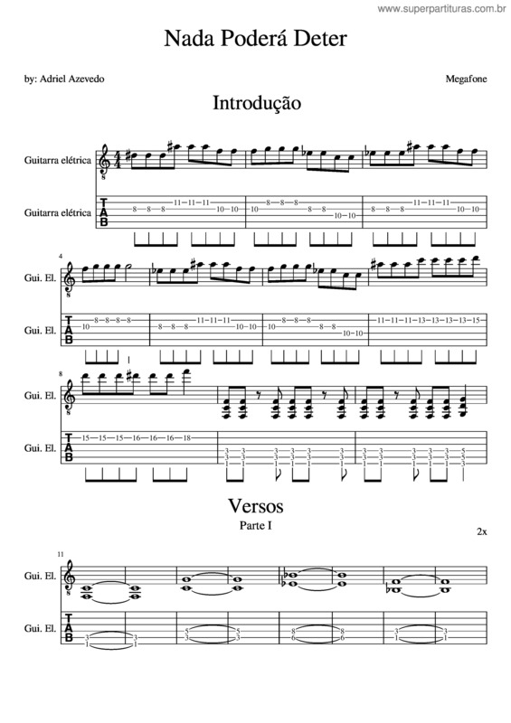 Partitura da música Nada Poderá Deter