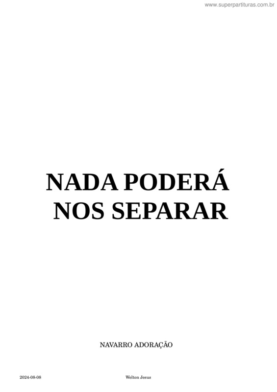 Partitura da música Nada Poderá Nos Separar v.2