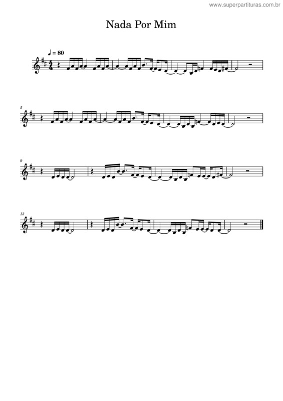 Partitura da música Nada Por Mim – Vieiradaniel