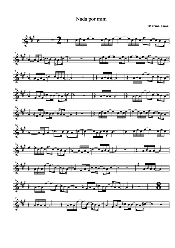 Partitura da música Nada Por Mim v.2